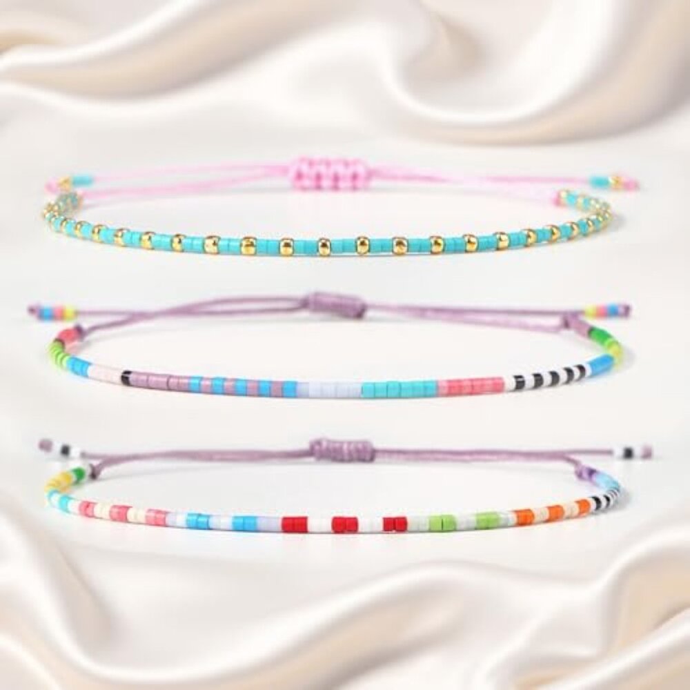 Gold Plated Seed Bead Stack Bracelets Set, Adjust… - image 4